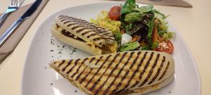Steak and cheese panini at Vegan Earth in Ayr