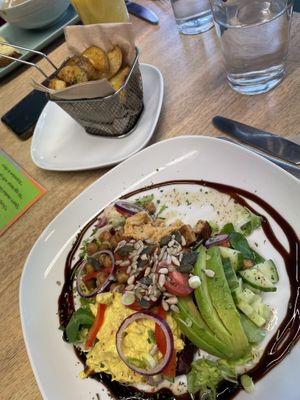 Bhudda bowl and friess  at Vegan Earth in Ayr