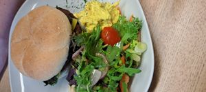 Sweet chilli seitan burger at Vegan Earth in Ayr