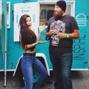 Left to right: Owner Ambery Edge with amazing customer and Comicon fan at Fayetteville Comicon1 at Authentique Cafe in Fayetteville