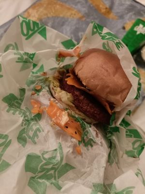 The big oowee burger at Oowee Vegan in South West London