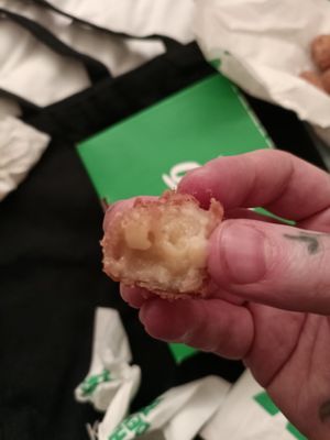 Chilli cheese nugget halved at Oowee Vegan in South West London