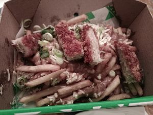 Cluckin fries at Oowee Vegan in South West London