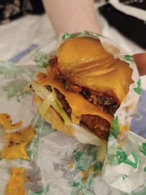 Flamin' Hot Clucker at Oowee Vegan in South West London