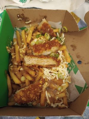Cluckin' fries at Oowee Vegan in South West London