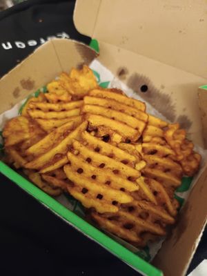 Garlic butter waffle fries at Oowee Vegan in South West London
