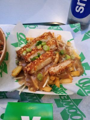 Chicken on fries at Oowee Vegan in South West London