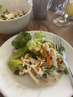 Three people split a small broken noodle salad for a starter and it was delicious.   at Carmo in New Orleans