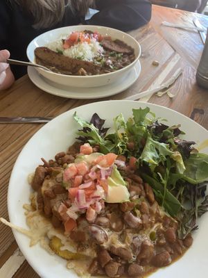 Vegan Rico and vegan beans and rice with sausage—huge portions   at Carmo in New Orleans
