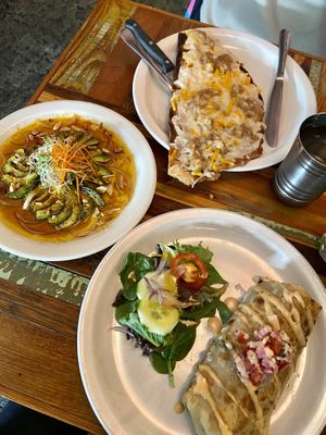 Creole Avocado, Maqaquito Bread, and NOLA wrap  at Carmo in New Orleans