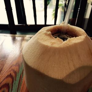 Fresh coconut water at Carmo in New Orleans