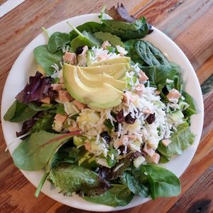 Carmo salad 

Rice, pineapple, raisins, cucumber, green pepper, vegan ham, cilanto, citrus mango vinaigrette with avocado at Carmo in New Orleans