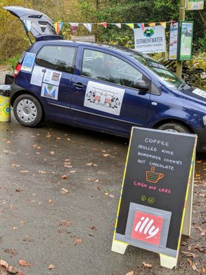 Weekend pitch, seen from road, at Derwentwater Independent Hostel, Borrowdale, Keswick, Cumbria at New Dawn Vegan Coffee Shop in Borrowdale