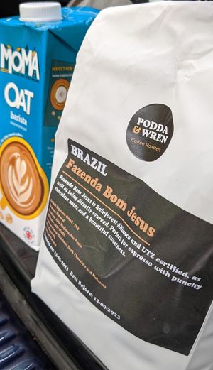 Fazenda Bom Jesus from Brazil via our coffee friends, Podda and Wren. Ethically sources, locally roasted, completely delicious. at New Dawn Vegan Coffee Shop in Borrowdale