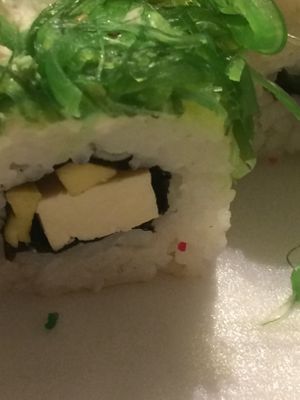 Caviar on vegan roll at Origami Sushi in Tula