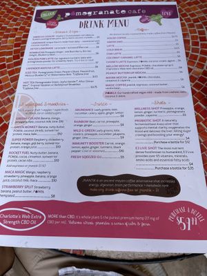 Menu 3/29/21 at Pomegranate Cafe in Phoenix