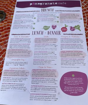 Menu 3/29/21 at Pomegranate Cafe in Phoenix