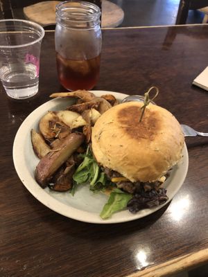 Pom Burger with Fries  at Pomegranate Cafe in Phoenix