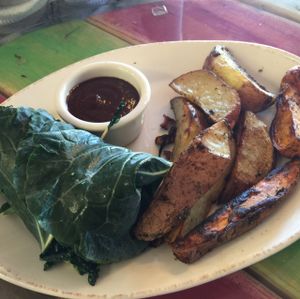 wife enjoyed the gluten free 'burger' at Pomegranate Cafe in Phoenix