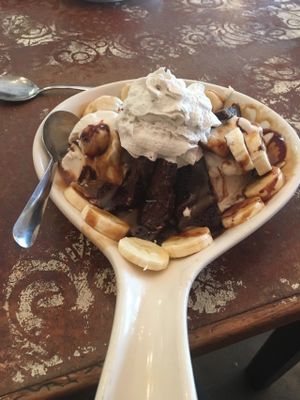 Banana Split (Summer 2016 menu). Warning: the brownies contain nuts at Pomegranate Cafe in Phoenix