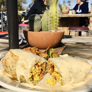 Weekend brunch Country Burrito with tofu  at Pomegranate Cafe in Phoenix