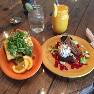 avocado sandi pumpkin French toast at Pomegranate Cafe in Phoenix