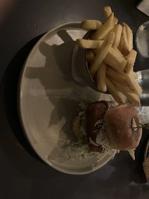 Tofu burger   at Nelsons Wine Bar in Hebden Bridge