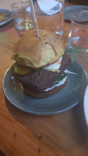 Tofu burger at Nelsons Wine Bar in Hebden Bridge
