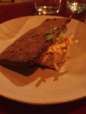 Aubergine schnitzel at Nelsons Wine Bar in Hebden Bridge