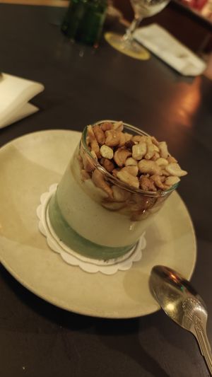 Banana dessert  at Nelsons Wine Bar in Hebden Bridge