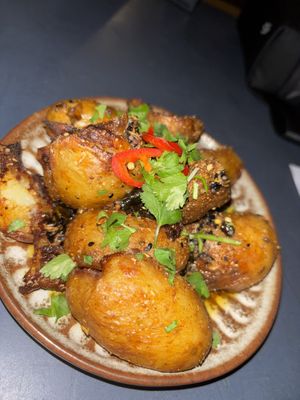 Bombay potato’s   at Nelsons Wine Bar in Hebden Bridge