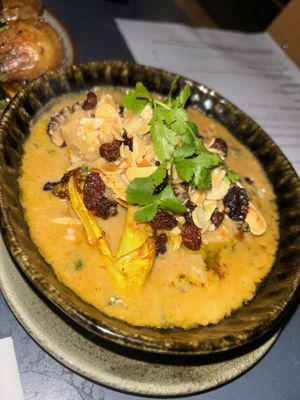 Roasted cauliflower Korma  at Nelsons Wine Bar in Hebden Bridge