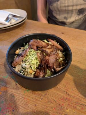 Coconut rice with tamarind shallots and chickpeas at Nelsons Wine Bar in Hebden Bridge