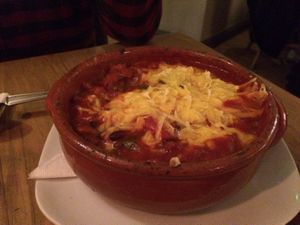 Vegan chilli at Nelsons Wine Bar in Hebden Bridge