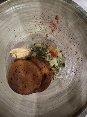 Seitan, chickpea, strawberry, fennel, sumac, white balsamic at Roselily in South Bend