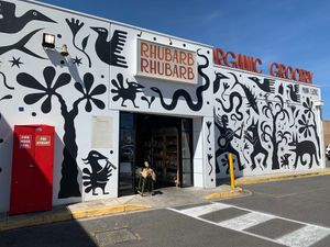 Shop front at Rhubarb Rhubarb Organics in Preston