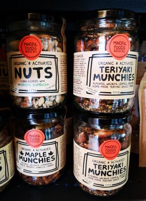 Jars of Treats at Rhubarb Rhubarb Organics in Preston