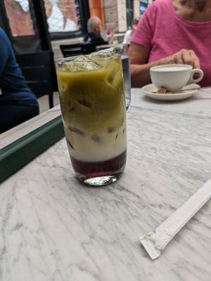 Iced lavender matcha lattee at True Food Kitchen  in Columbus