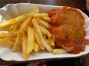 currywurst with fries   at Rebels in Bamberg
