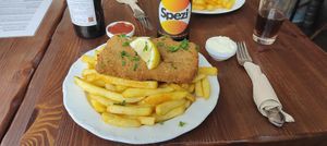 Sojaschnitzel mit Bio-Pommes at Rebels in Bamberg