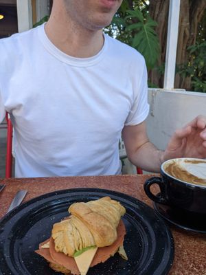 Breakfast: Savoury croissant at Corazon Contento PDC in Playa Del Carmen