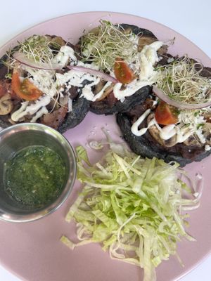 Sopes with mushrooms  at Corazon Contento PDC in Playa Del Carmen