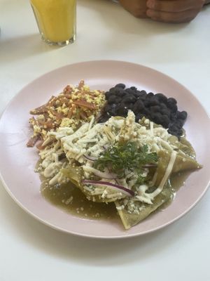 El paisa! With ham in the scrambled tofu. The Chilaquiles verde are soooooo good  at Corazon Contento PDC in Playa Del Carmen