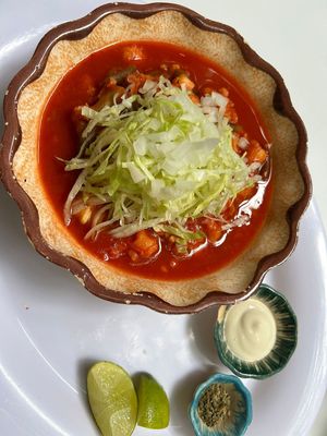Pozole 🔥  at Corazon Contento PDC in Playa Del Carmen