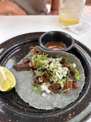 Chorizo tacoos  at Corazon Contento PDC in Playa Del Carmen