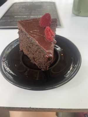 BEST VEGAN CHOC CAKE I had like 3   at Corazon Contento PDC in Playa Del Carmen