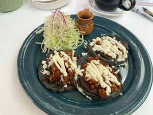 Los sopecitos con chorizo de quinoa  at Corazon Contento PDC in Playa Del Carmen