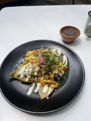 You MUST try the Chilaquiles verdes with scrambled tofu!!!!!!!!!   at Corazon Contento PDC in Playa Del Carmen