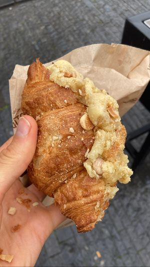 Almond croissant - delicious! Good ration of croissant and filling  at Vegitalian - Schoutenstraat in Utrecht