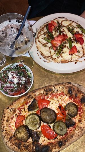 Gluten free spring special (top), grilled veggies pizzette (bottom)  at Vegitalian - Schoutenstraat in Utrecht